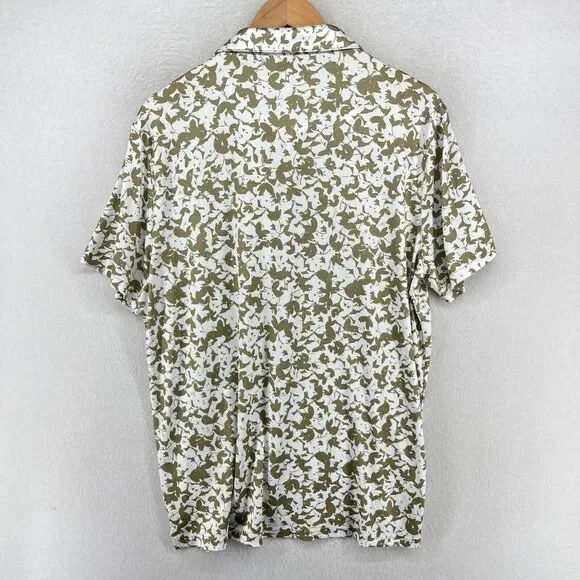 MICHAEL KORS Shirt Men L Golf Polo Short Sleeve Floral Camo Performance Olive - Picture 6 of 13